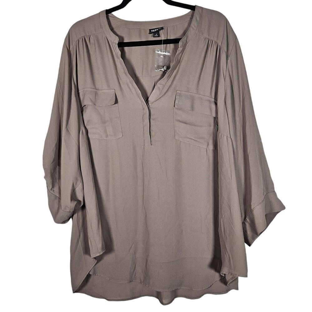 Torrid Women 3 Harper Georgette‎ Pullover Roll Up Sleeve Blouse Semi-Sheer Top